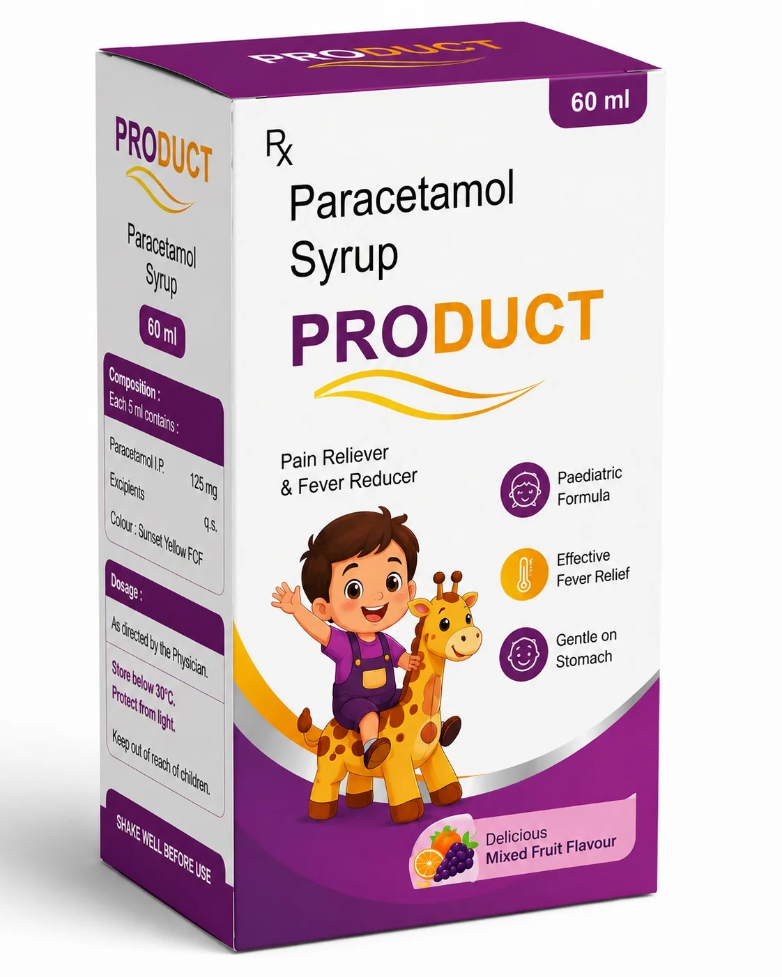 Paracetamol Syrup — Pediatric Formula — Pharmaceutical, Syrup Box, Pediatric Care